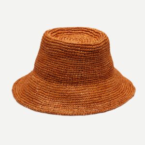 Airy Lark Bucket Hat in Raffia - Rust