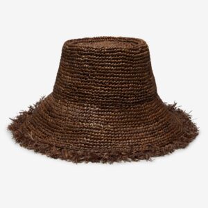 Island Raffia Bucket Hat in Brown