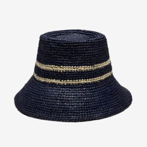 Airy Nova Bucket Hat in Raffia - Navy