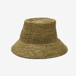 Crochet Raffia Bucket Hat in Army Green