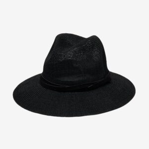 Packable Straw Panama Hat - Black