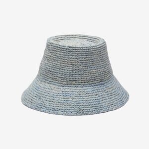 Alder Structured Raffia Bucket Hat - Light Blue